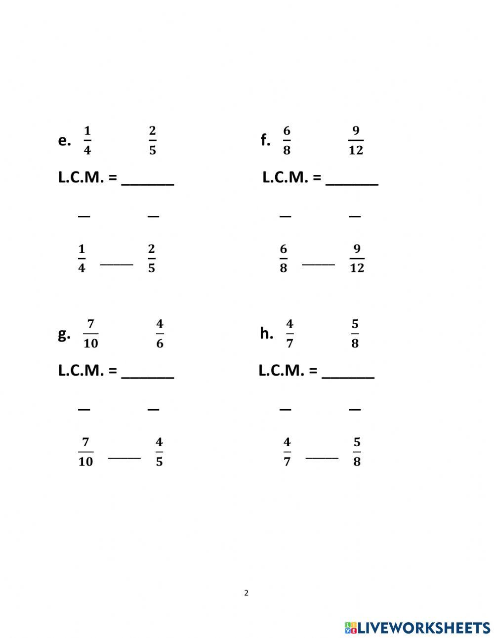 Comparing Fraactions