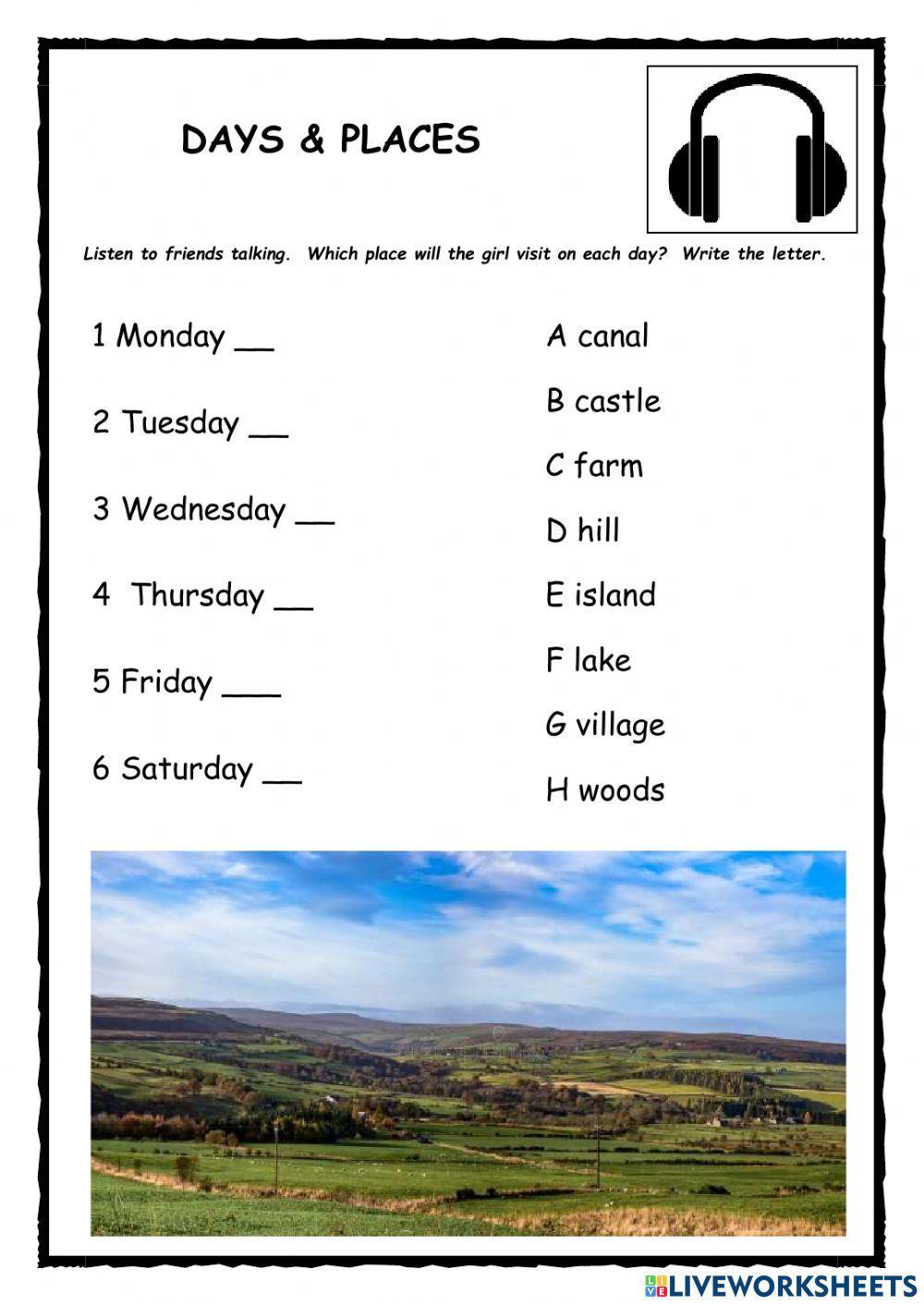 Days & Places KET Listening