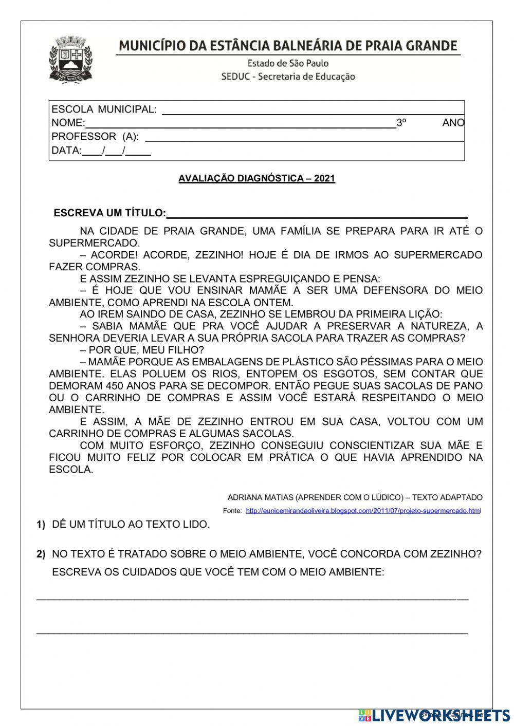 Avaliaçao diagnóstica