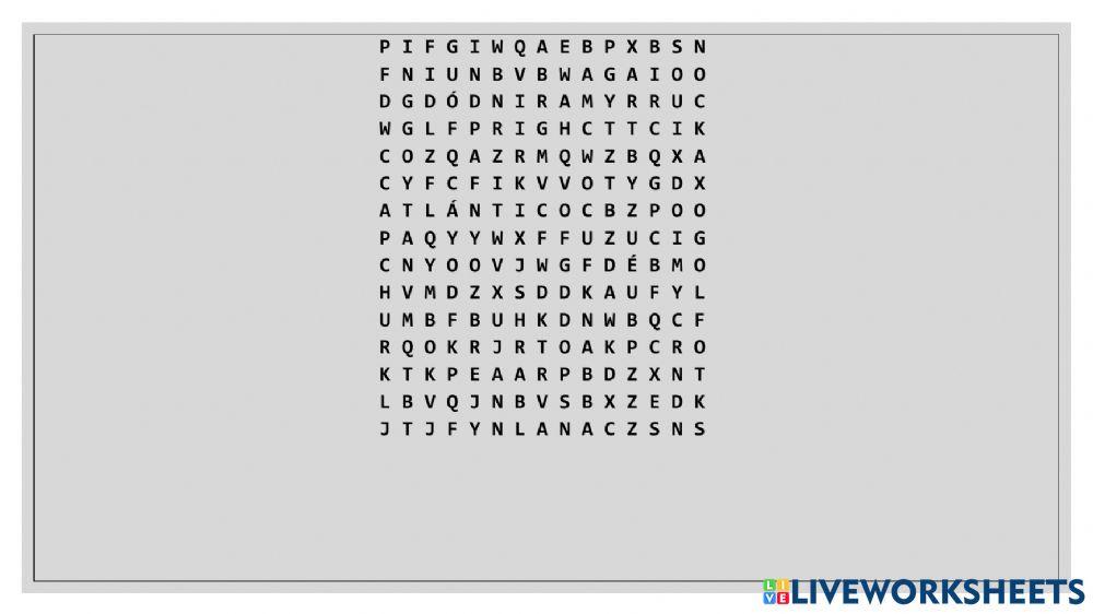 Spanish Word search online exercise for Live Worksheets