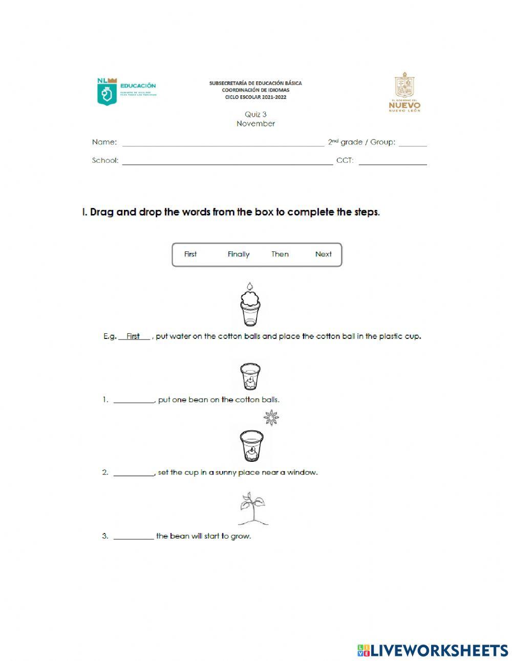 2nd Grade November Quiz 1672174 | eljacome81