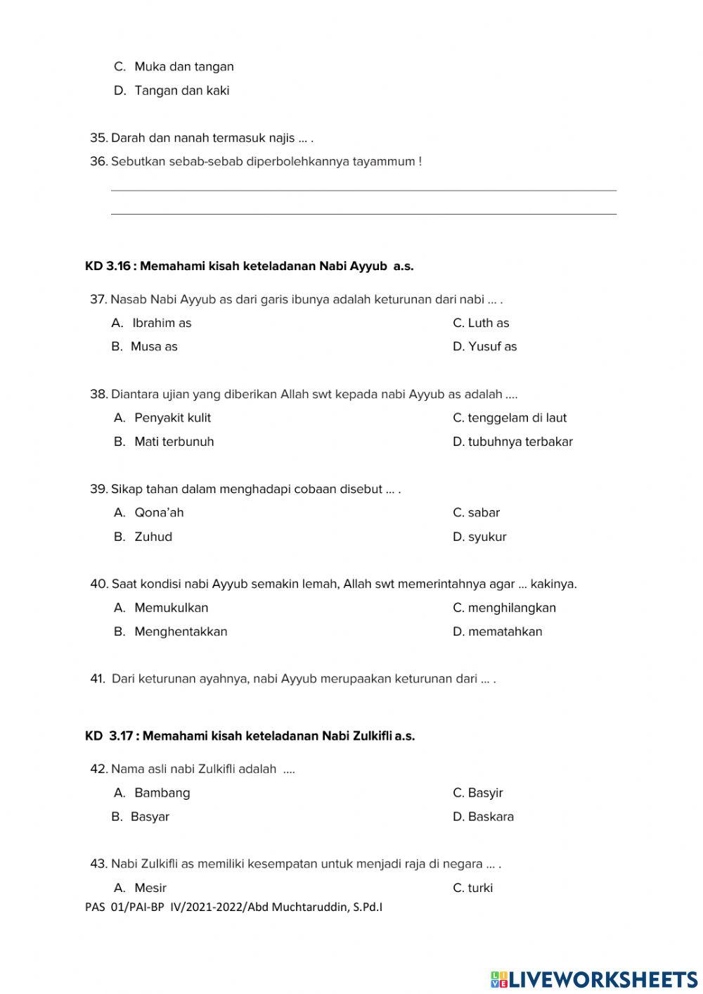 Pas pai kelas 4 sem 1 sd juara surabayaa