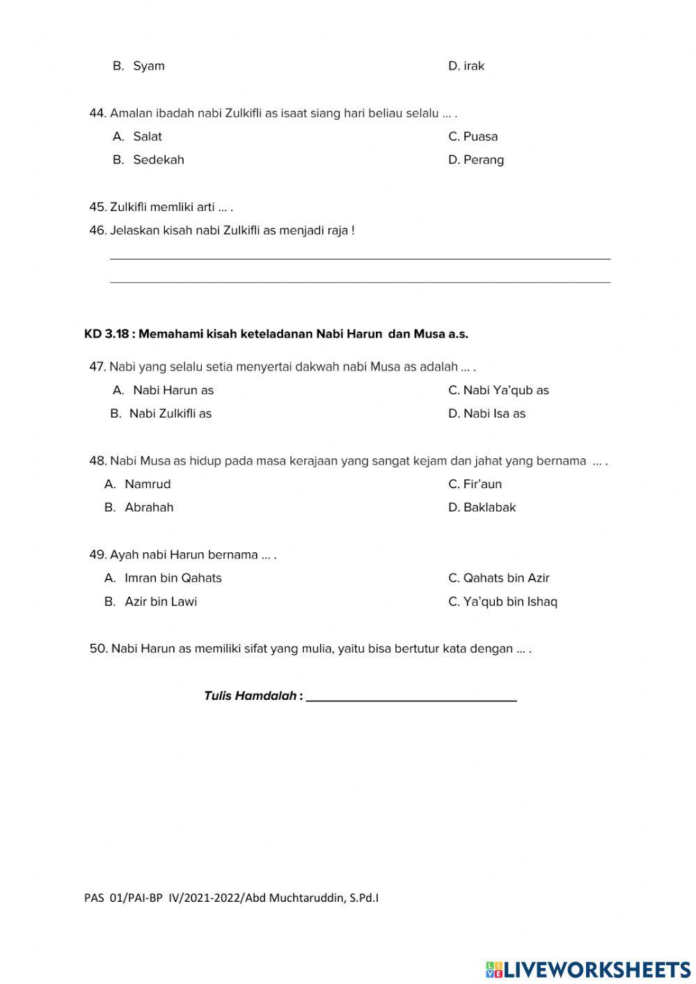 Pas pai kelas 4 sem 1 sd juara surabayaa