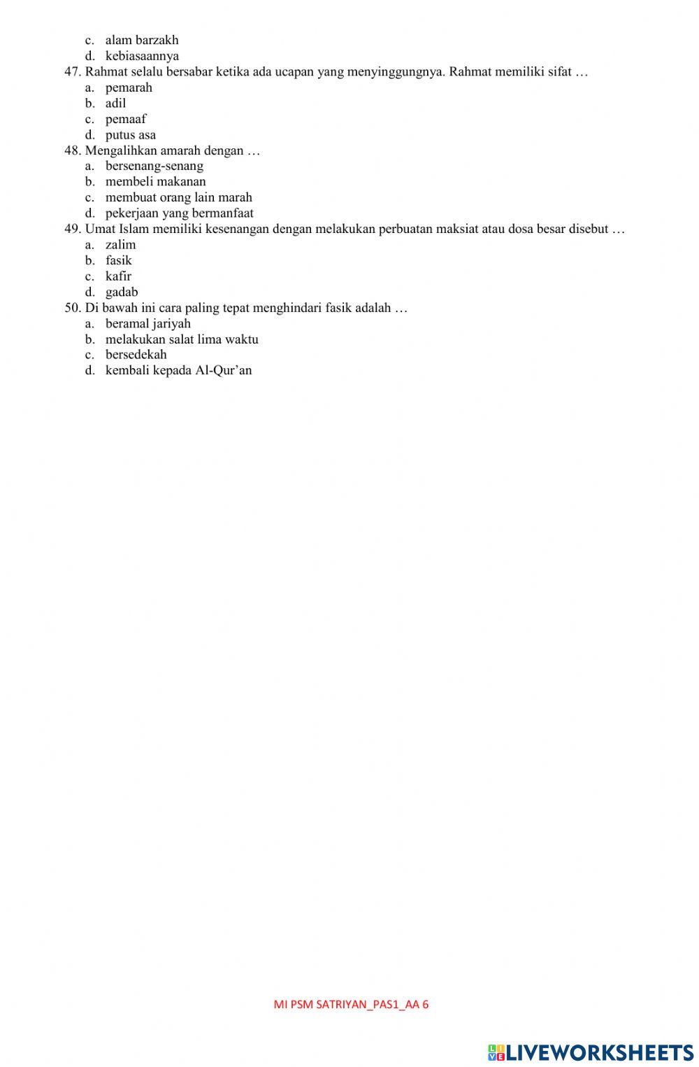 Mi psm satriyan akidah akhlak 6 gasal