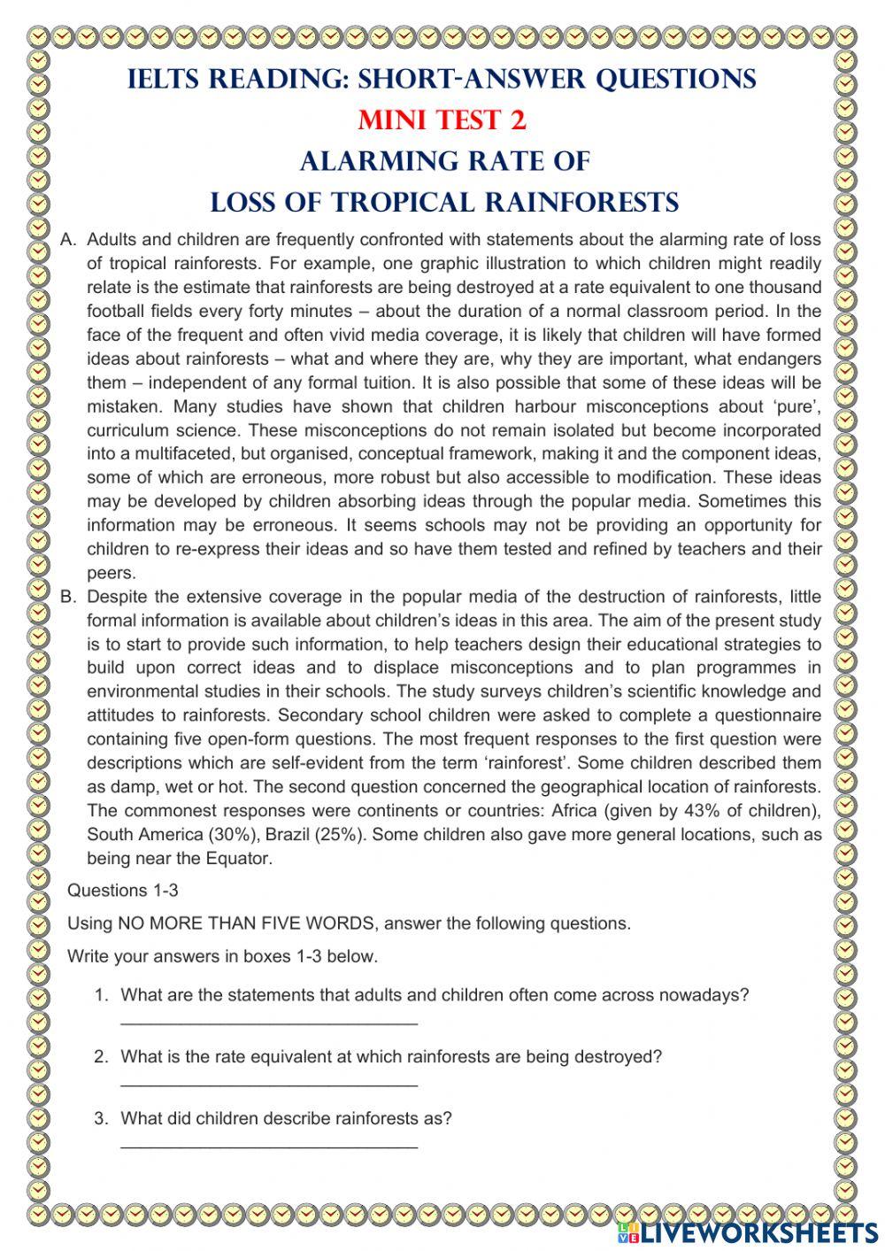 Alarming Rate Of Loss Of Tropical Rainforests