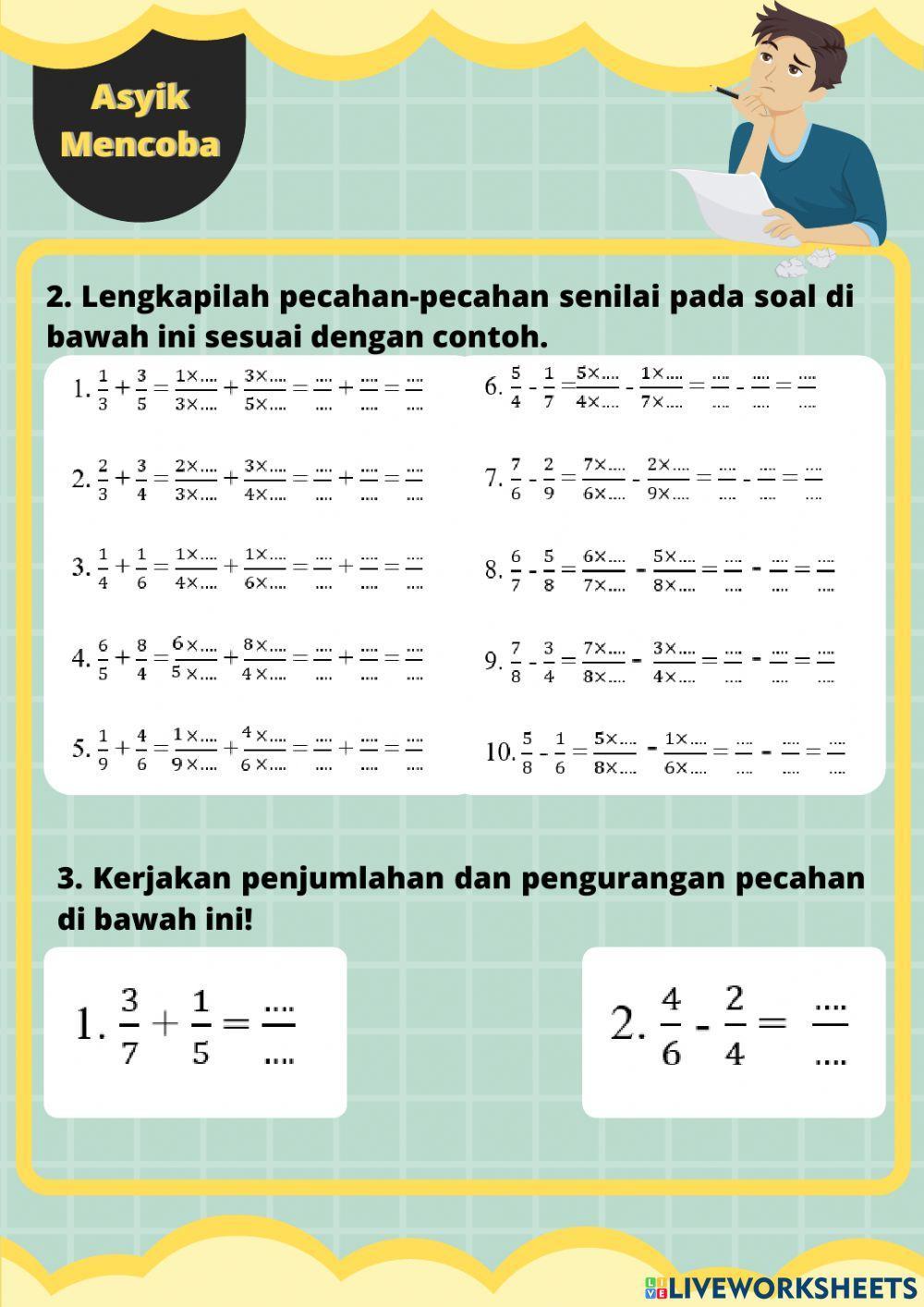 LKPD MATEMATIKA KELAS 5-OPERASI PENJUMLAHAN DAN PENGURANGAN PECAHAN