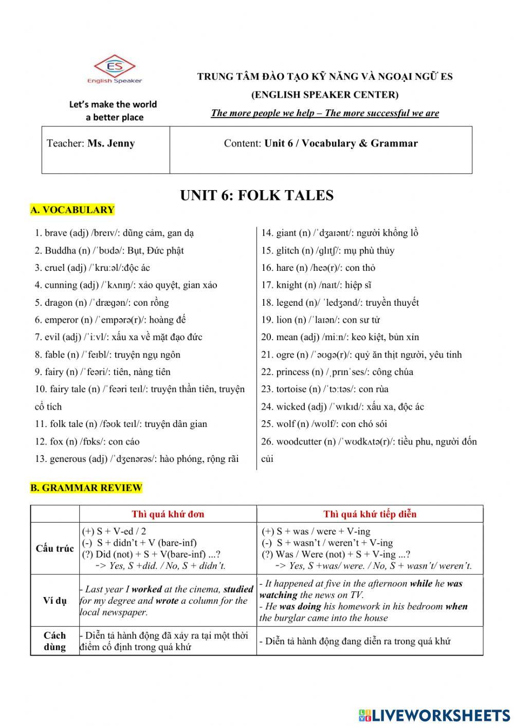 G8 - Unit 6 - L1: Vocabulary & Grammar
