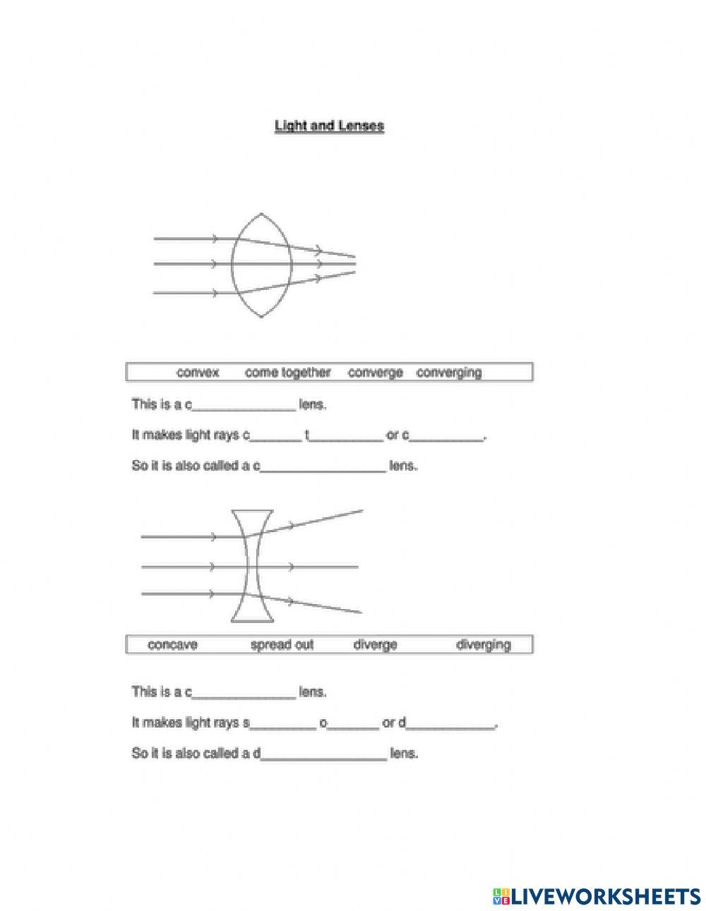 Concave and Convex lens online exercise for Live Worksheets