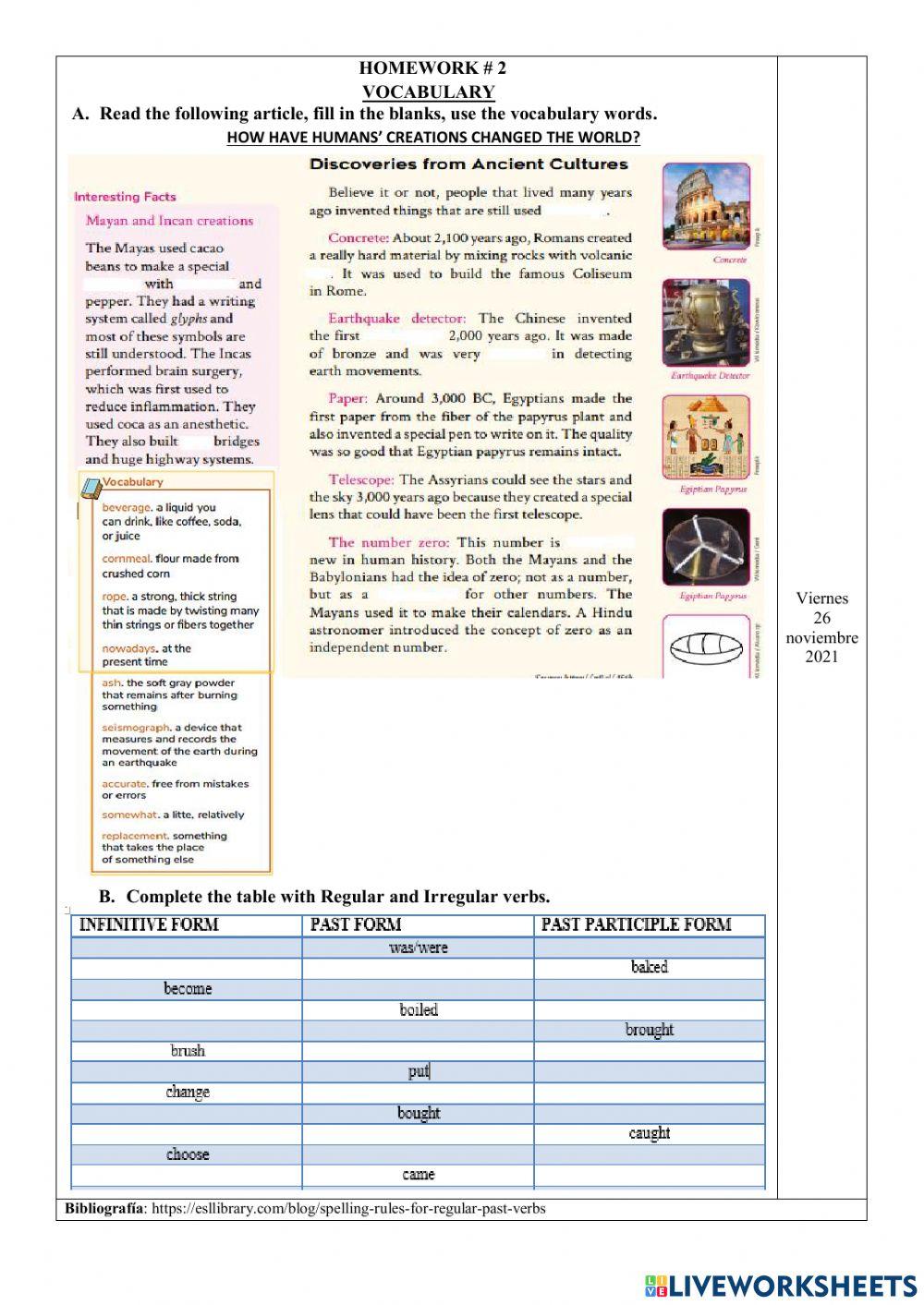 Ejercicios Online-1st BGU-Regular and Irregular Verbs