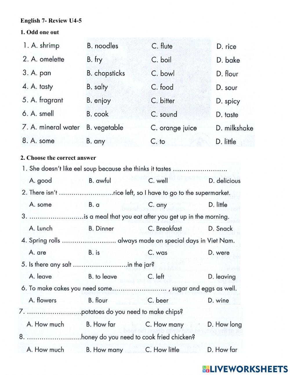 Grade 7- Review U4-5