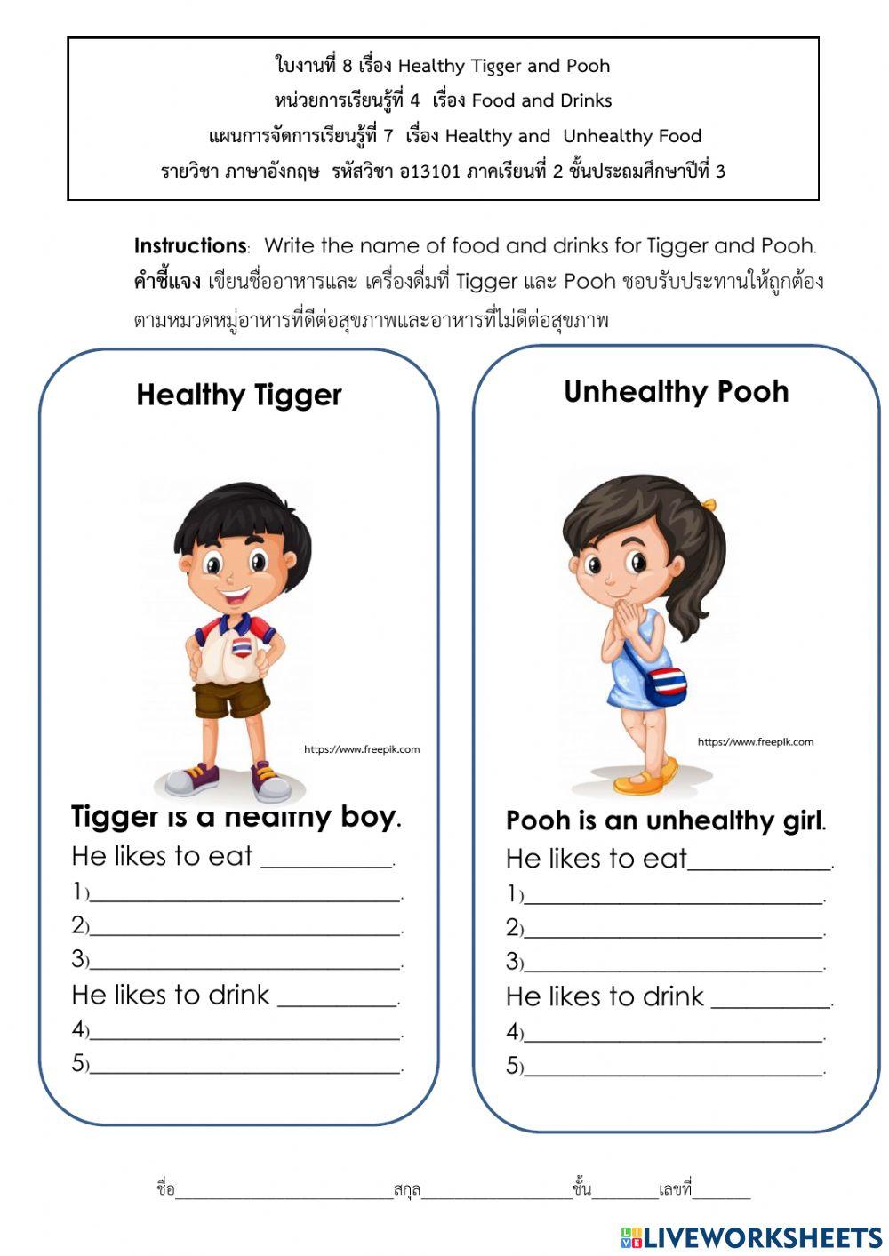 Healthy and unhealthy food