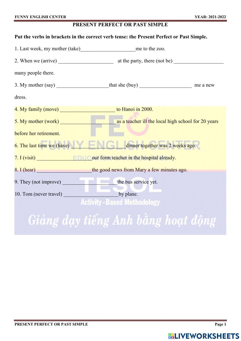 E.7-revision 1-Present perfect or past simple