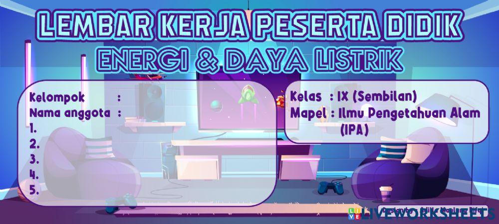 E-Lkpd Energi & Daya Listrik SMP Kelas 9
