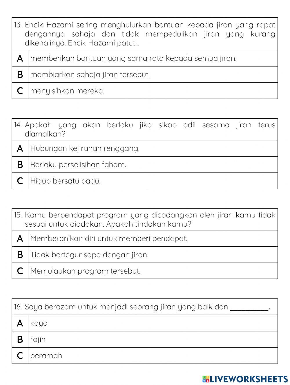Pentaksiran Sumatif Pendidikan Moral Tahun 4-PdPR Minggu 40-23hb November 2021
