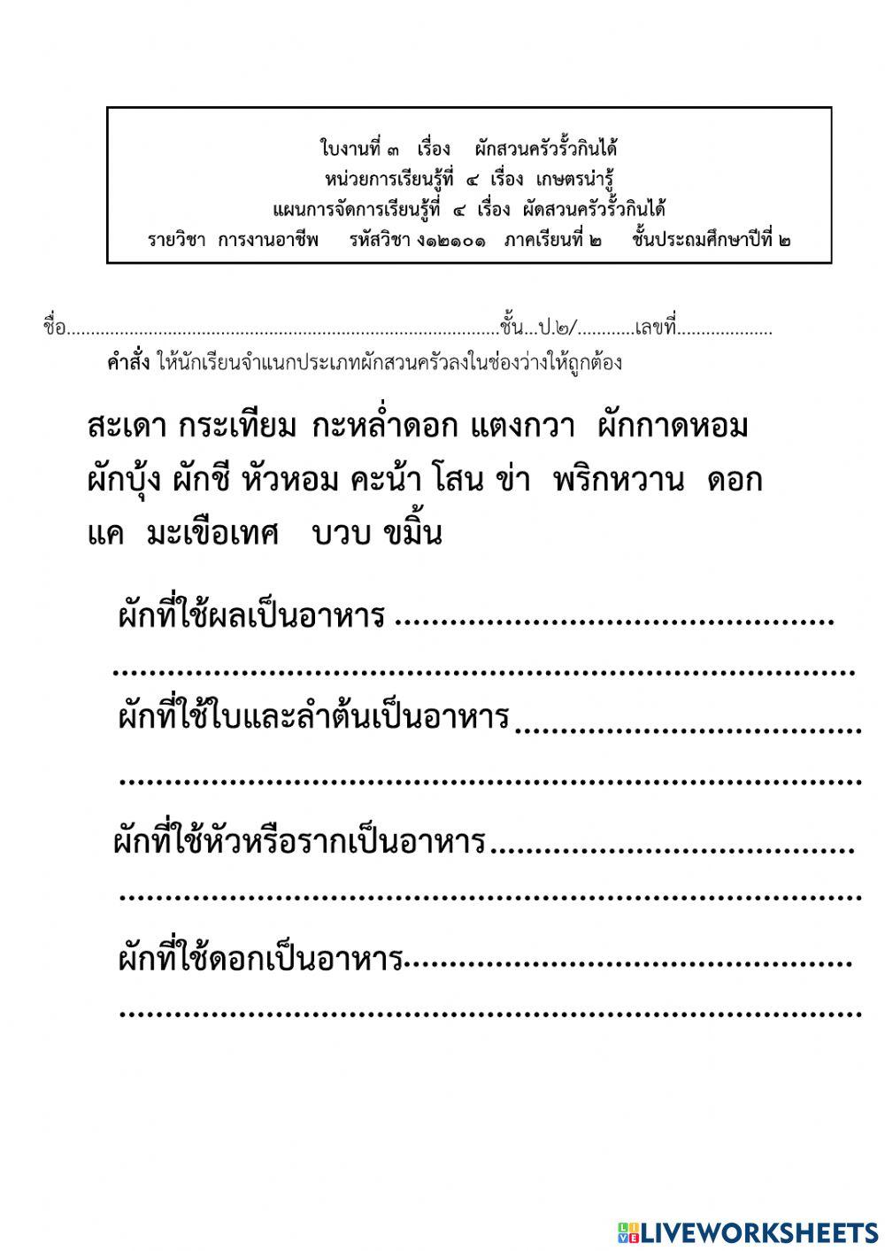 ผักสวนครัว