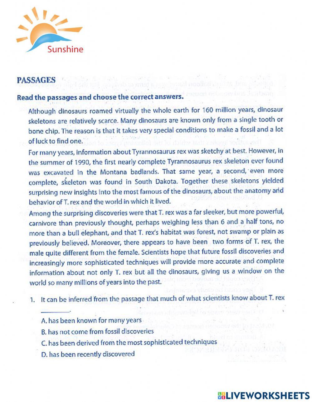 THPT Trắc nghiệm khách quan - reading for  inferences