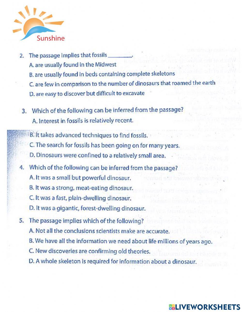 THPT Trắc nghiệm khách quan - reading for  inferences