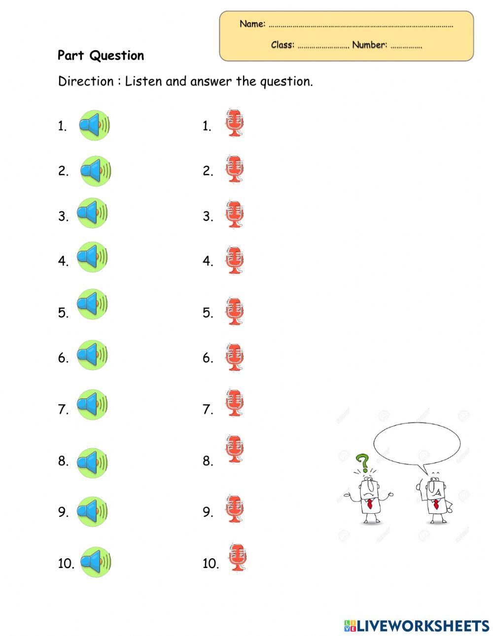 Question and Answer online worksheet | Live Worksheets