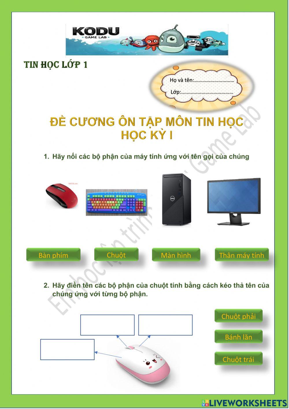 Đề cương ôn tập kỳ I-lớp 1