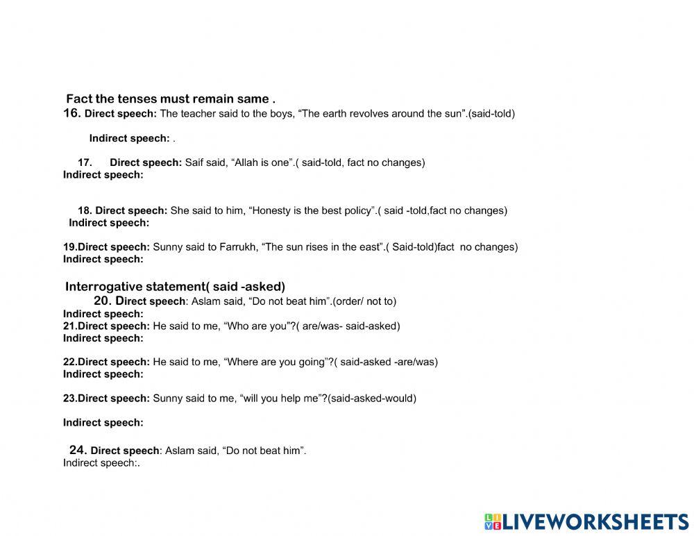 Direct and Indirect speeches