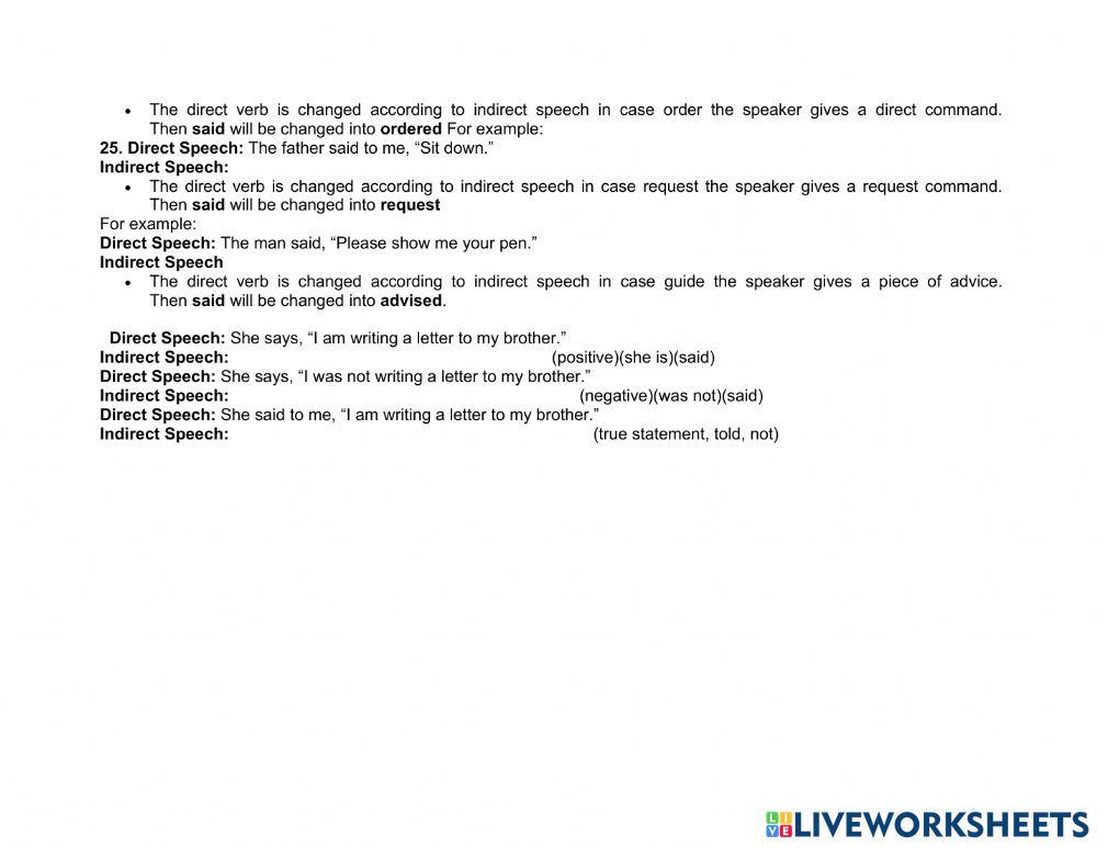 Direct and Indirect speeches