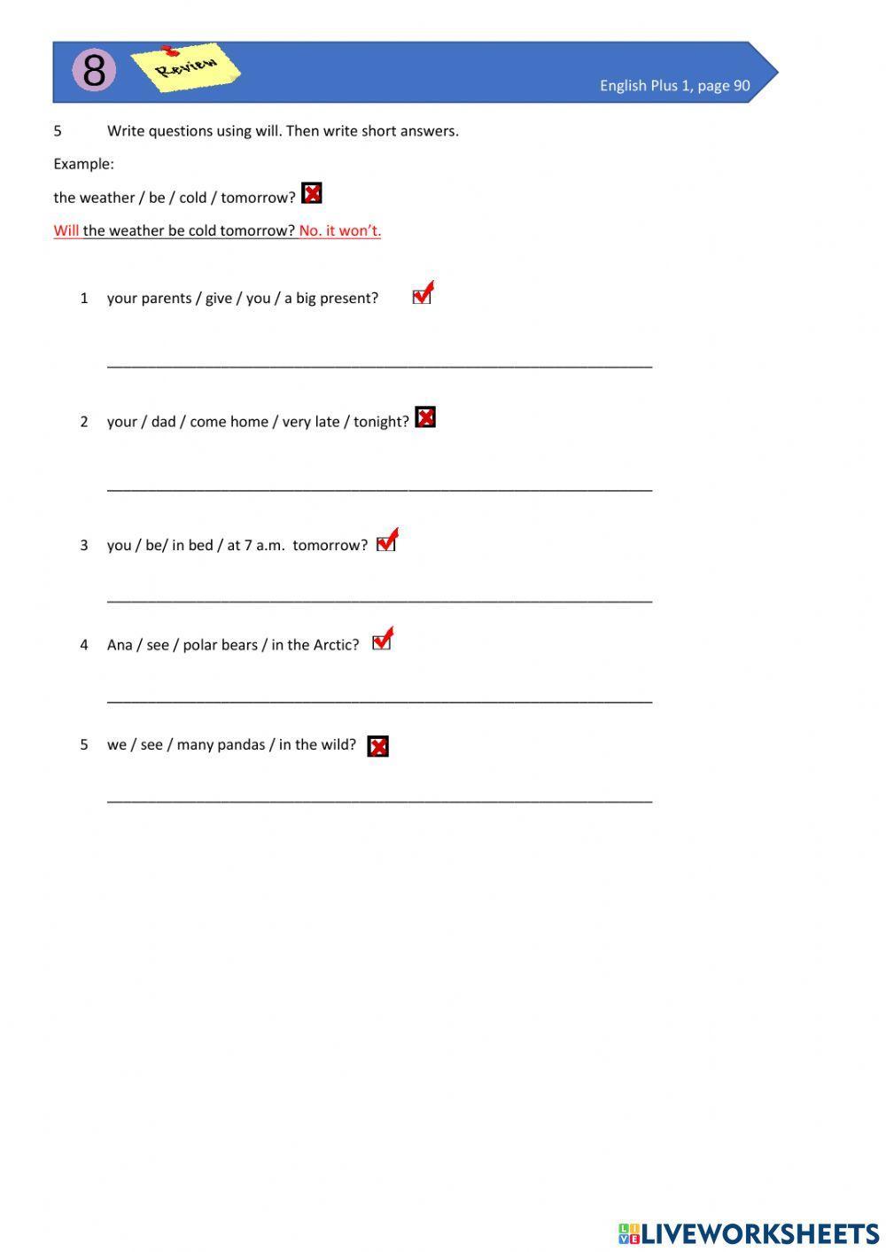 English Plus 1, Review (page 90)