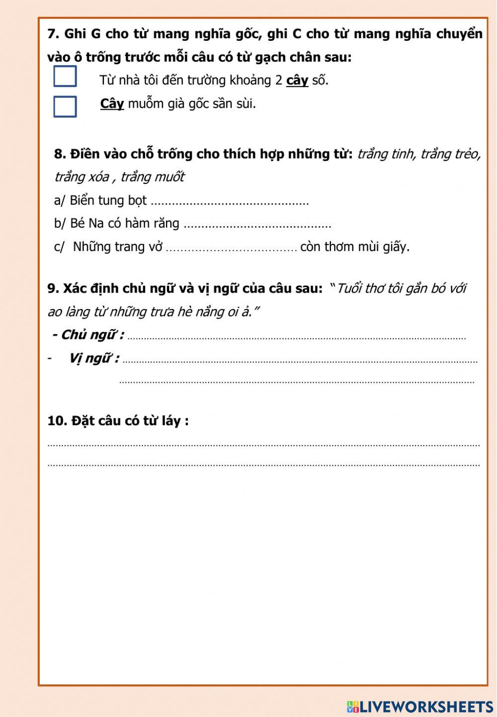 Tiếng Việt 5 - Ôn tập giữa kì 1