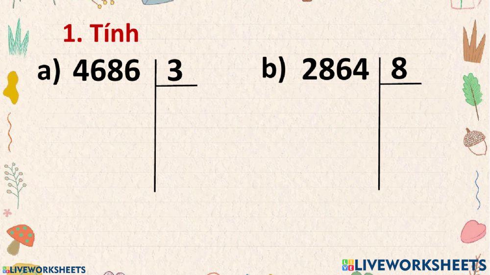 BTHN-Toán chia cho số có 1 chữ số