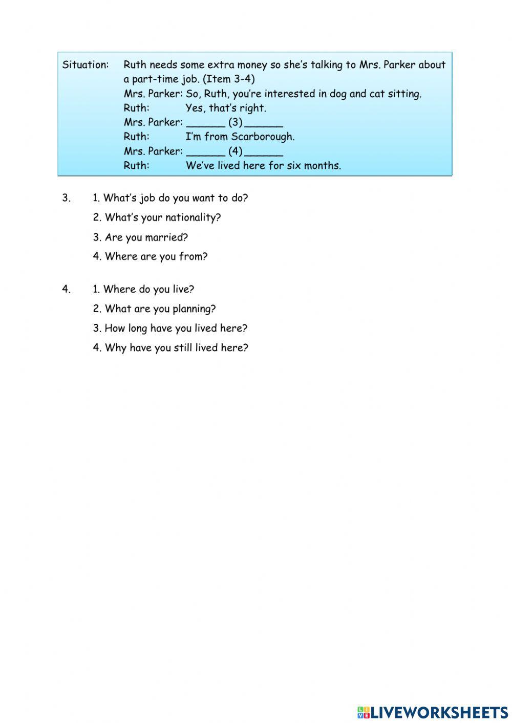 Worksheet 1.1 Listening and Speaking (1)