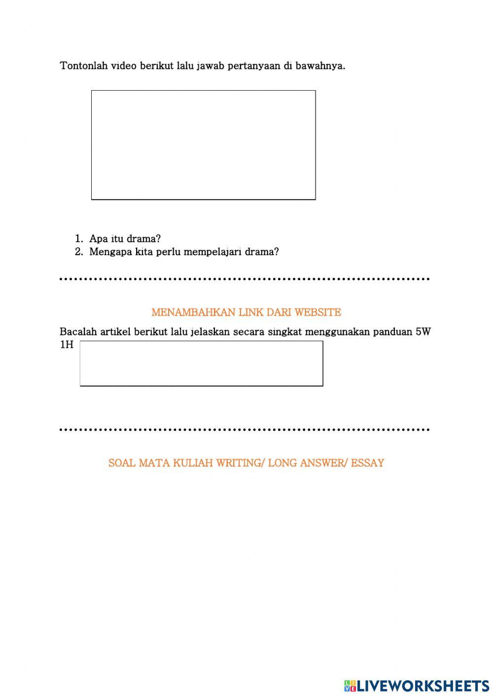 Contoh soal tutorial liveworksheet