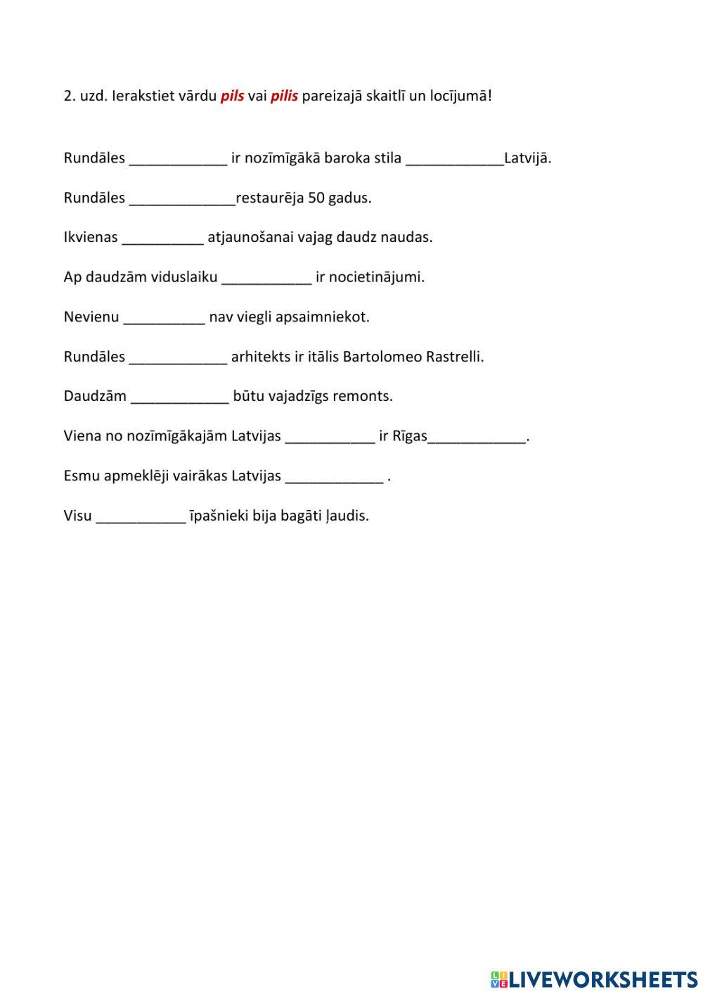 Sestās deklinācijas lietvārdu locīšana