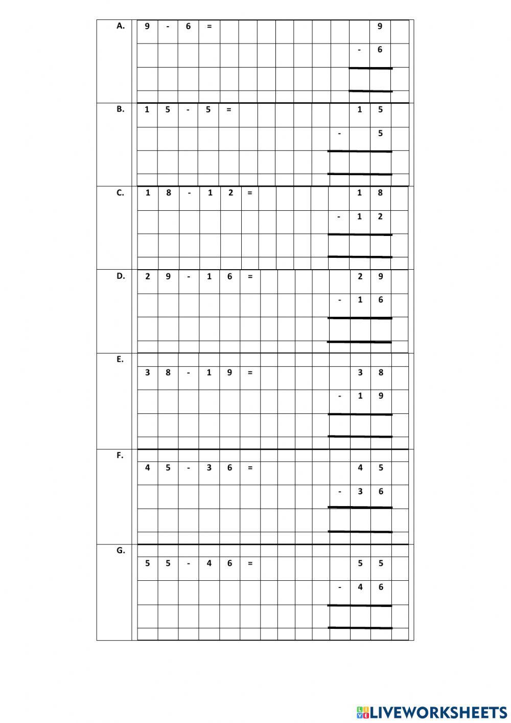 数学减法练习 1