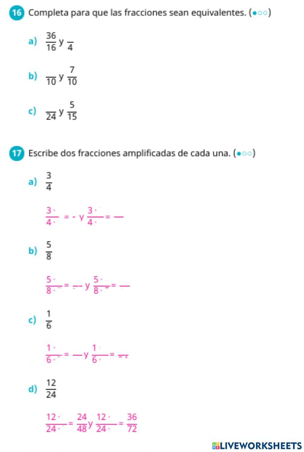 Fracciones equivalentes