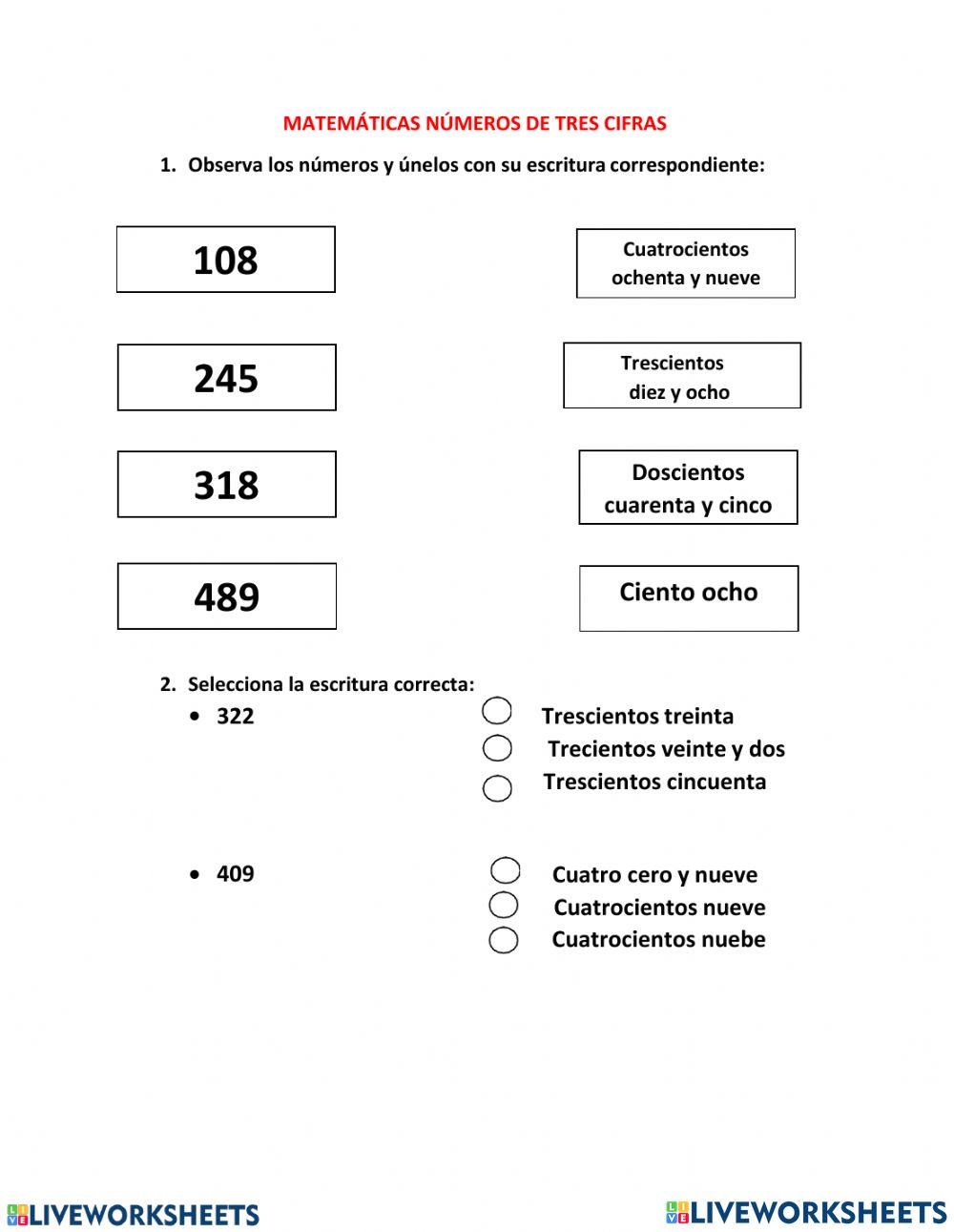 NÚMEROS DEL 1 AL 499