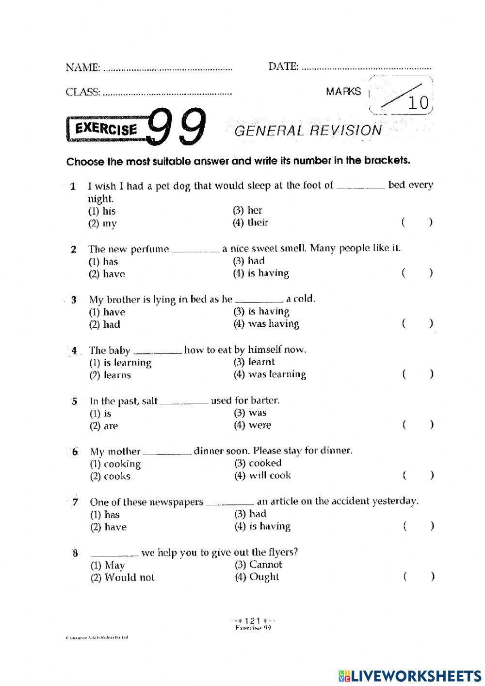 Verb tenses - Review MCQ