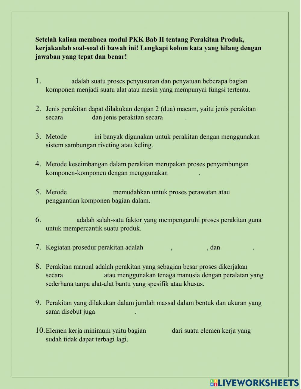 LKPD PKK Materi Perakitan Produk