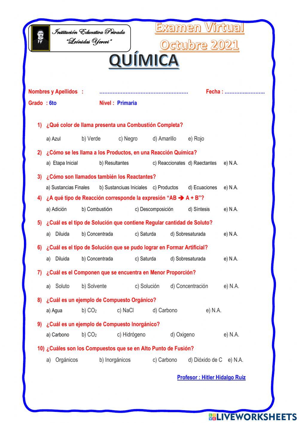 Química 6to Primaria
