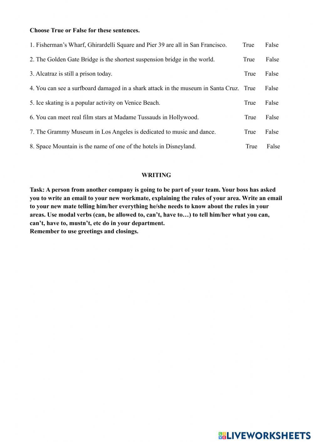 Reading, listening, writing interactive worksheet | Live Worksheets