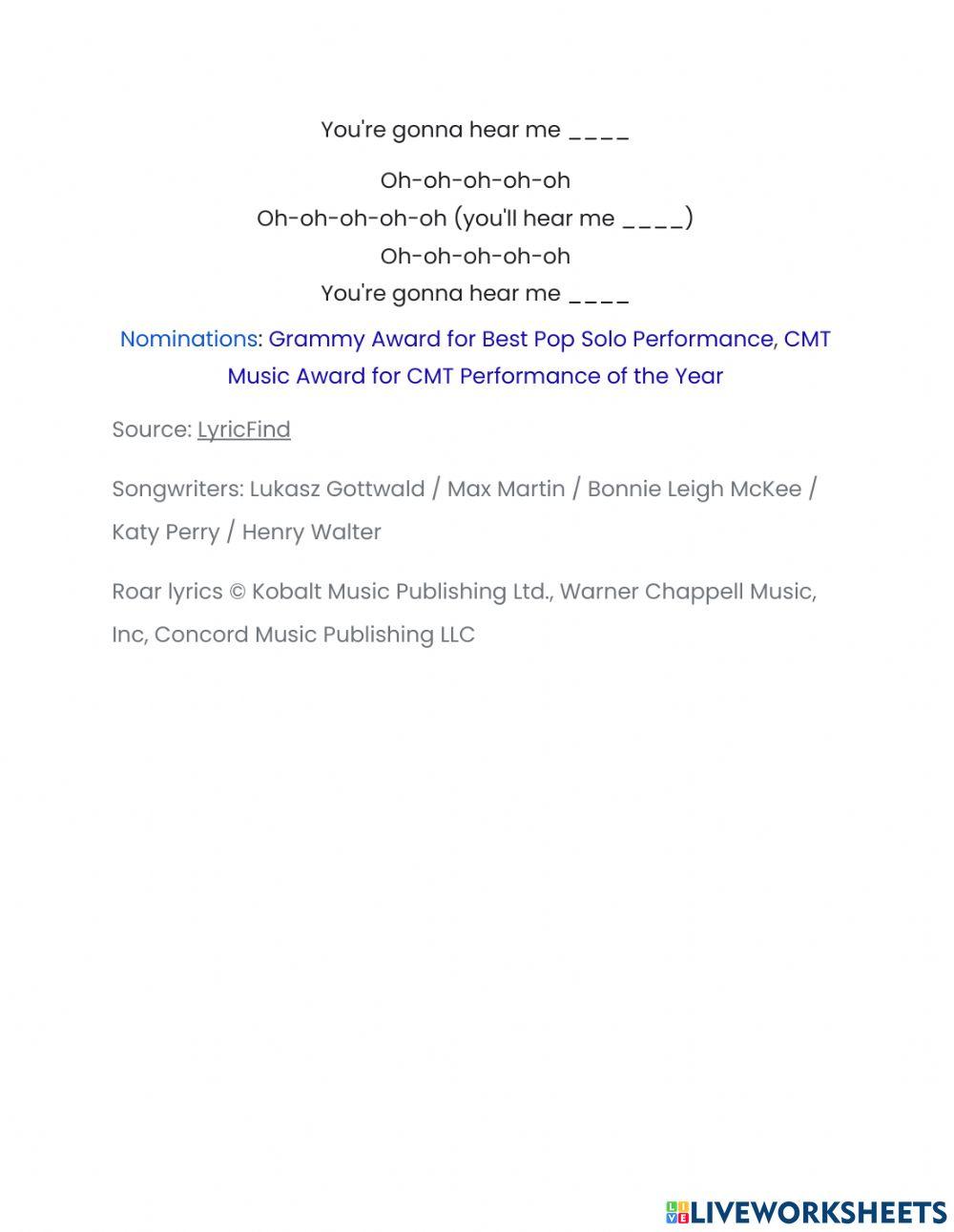 Listening: Roar - Katy Perry