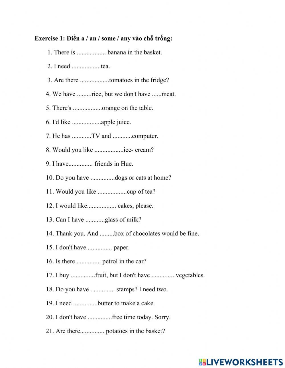 Bài tập ngữ pháp