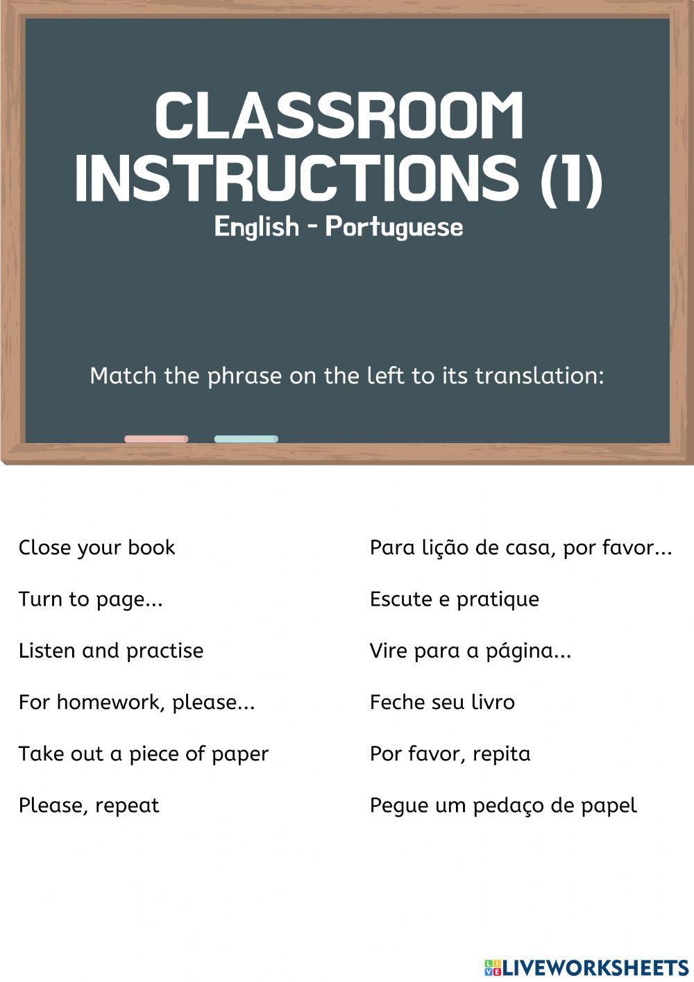 Classroom instruction 1