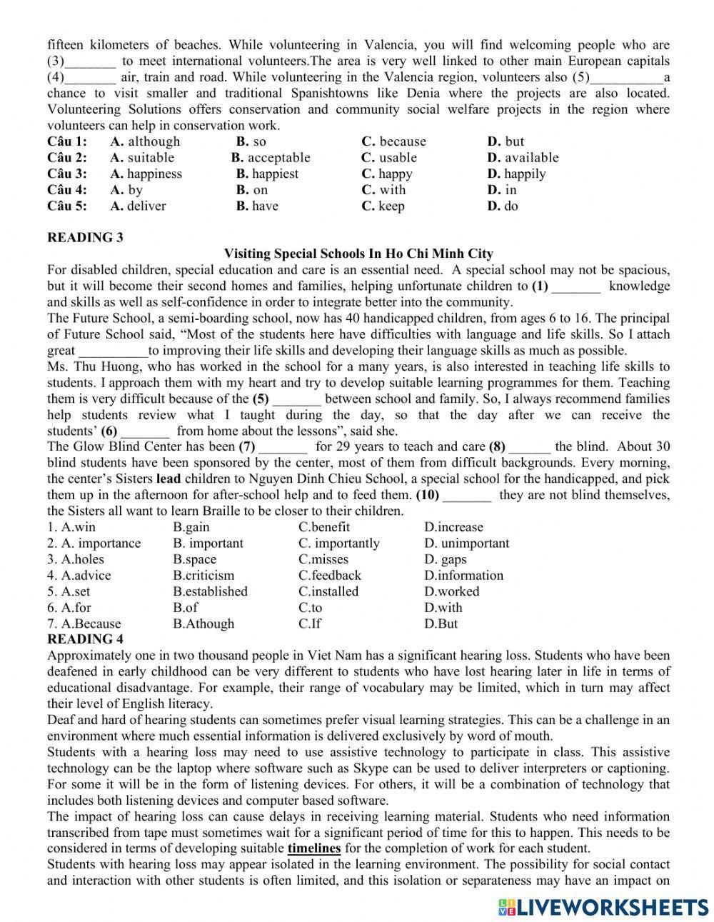 Reading volunteer work