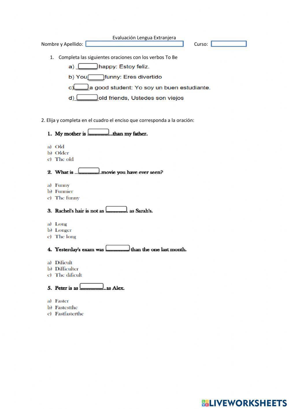 Adjetivos comparativos - Comparative adjectives
