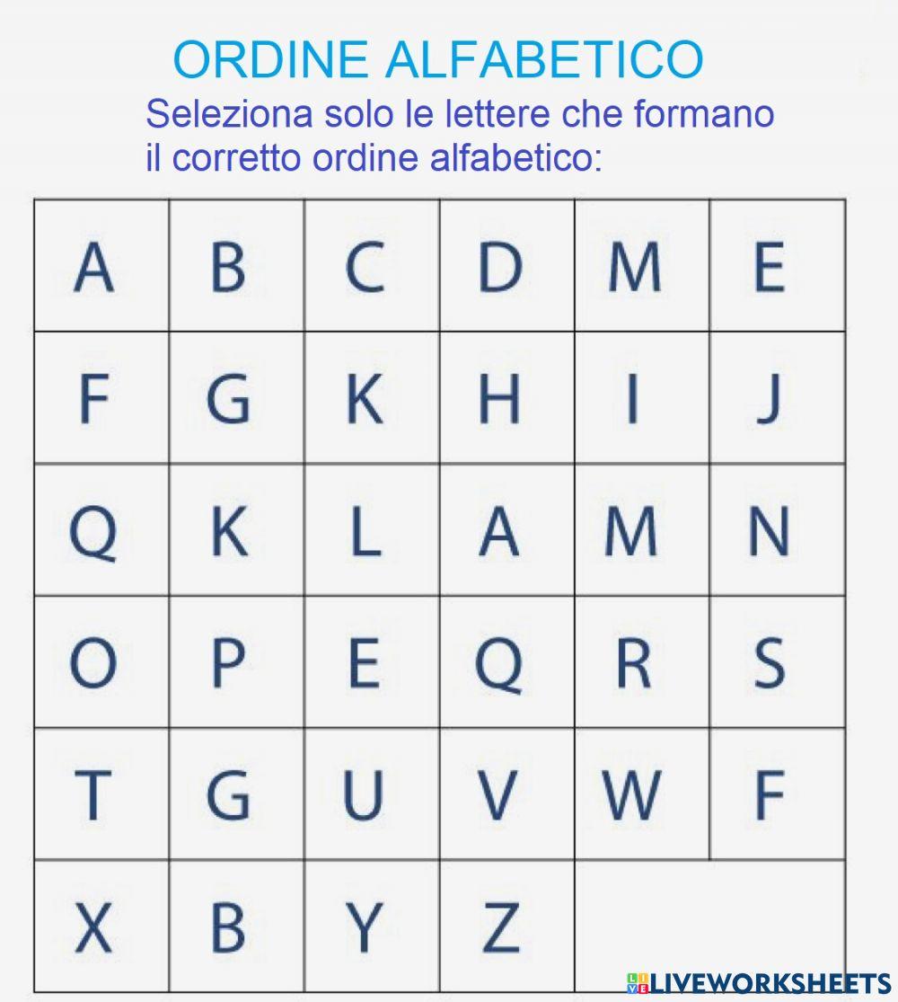 Ordine alfabetico Ordine alfabetico