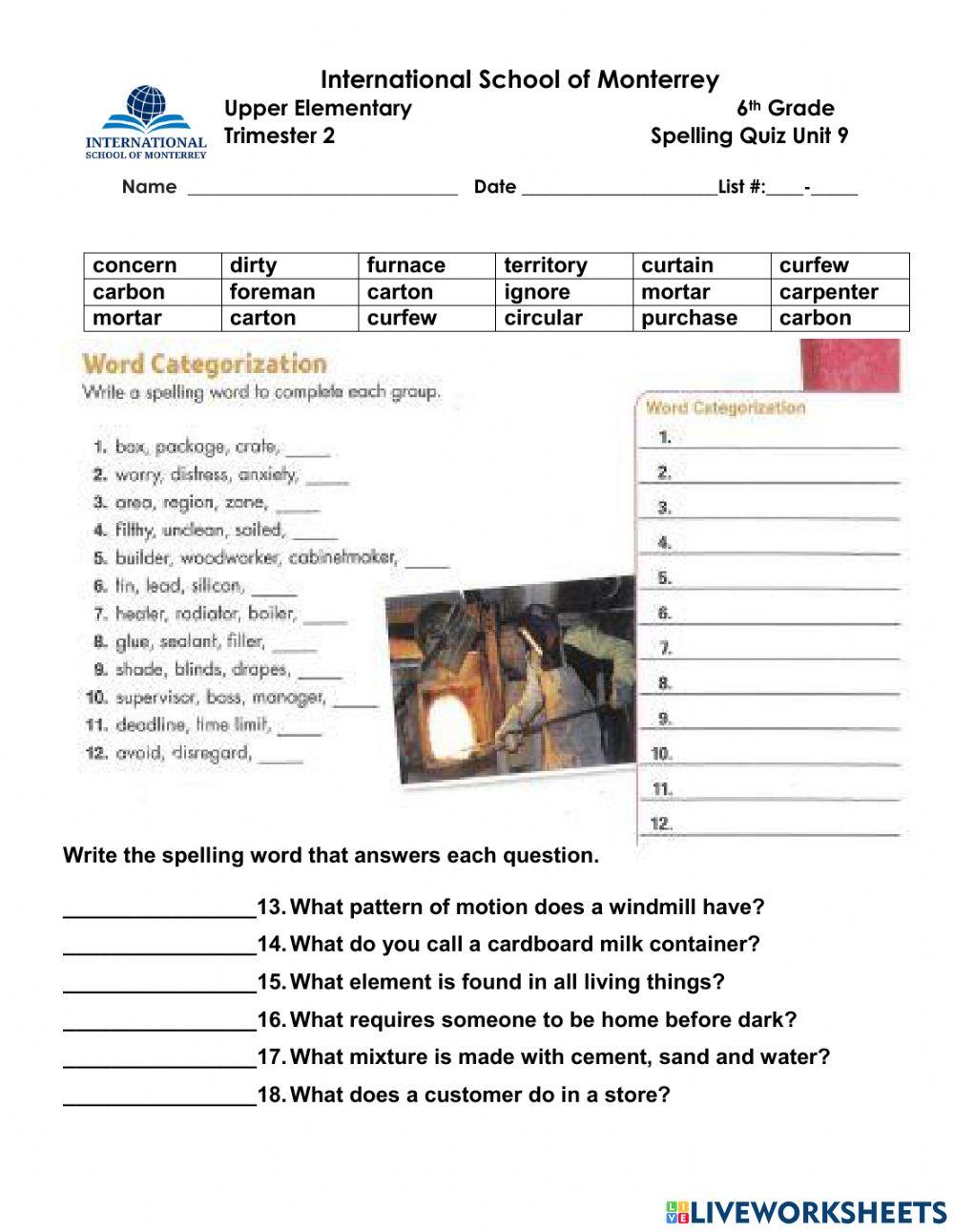 Spelling U9 long quiz
