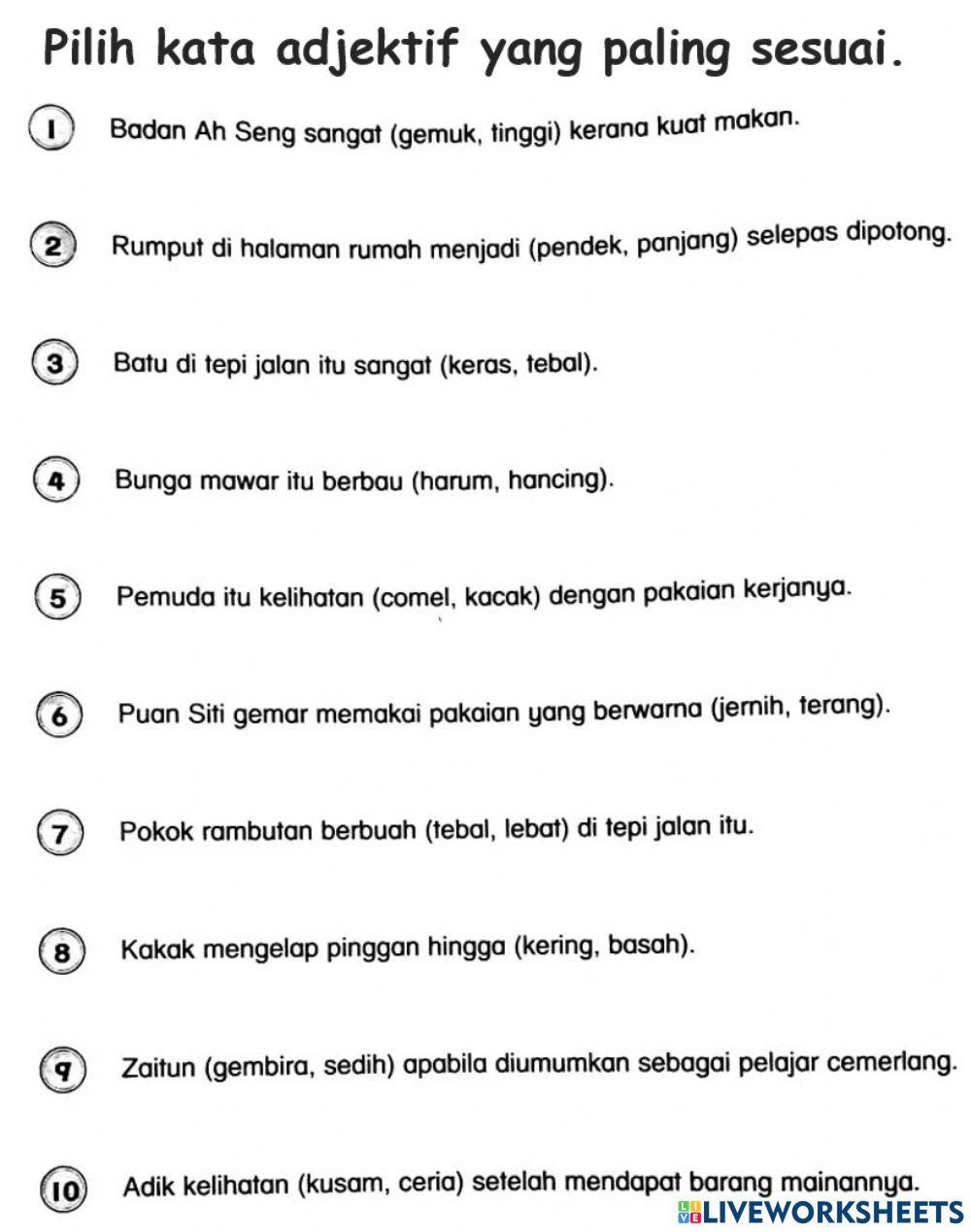 Latihan Kata Adjektif 1