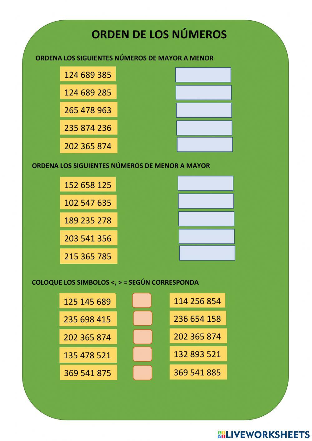 Orden de los números