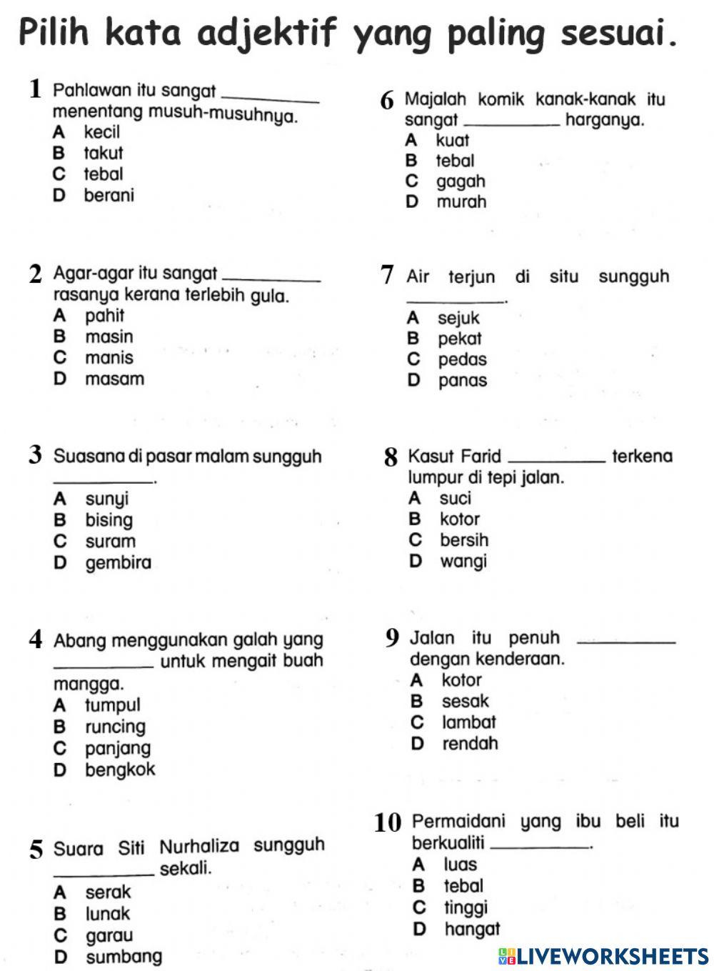 Latihan Kata Adjektif 2