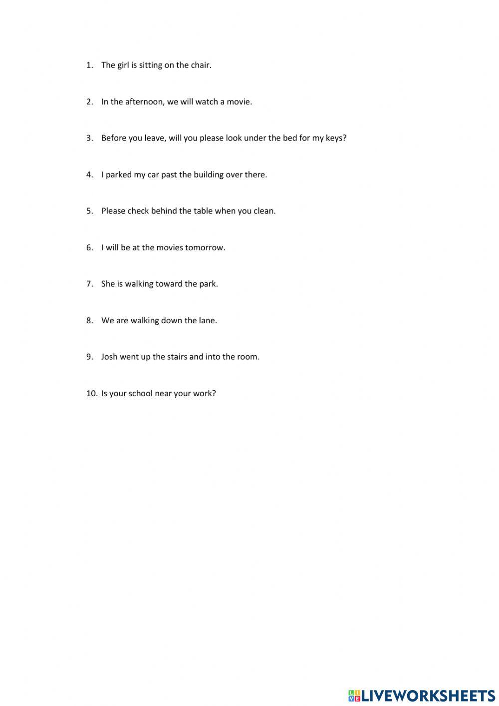 Prepositional phrases