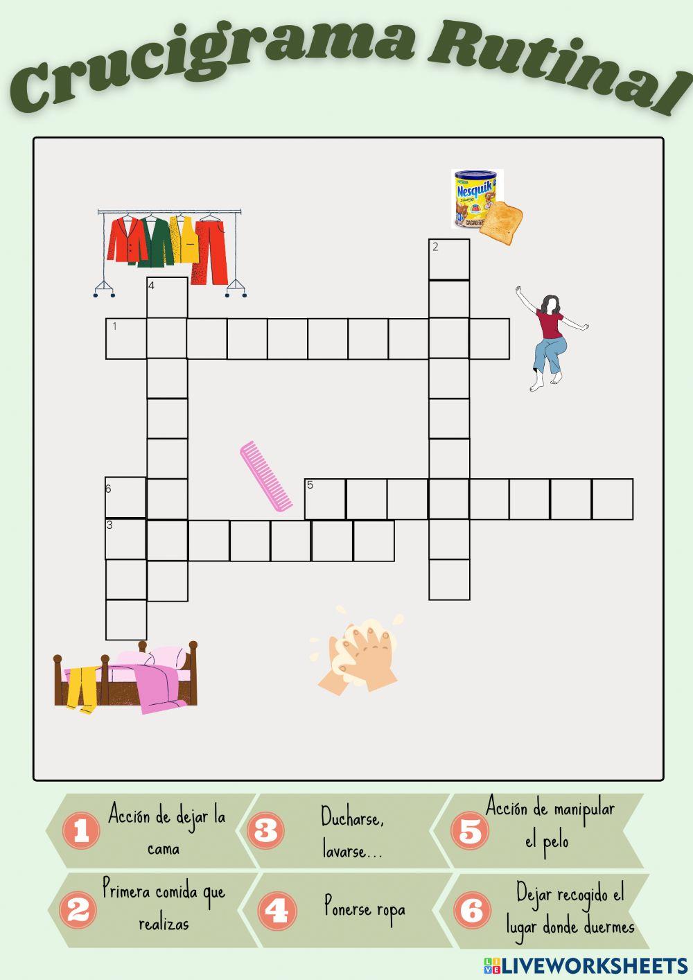 Crucigrama rutinas